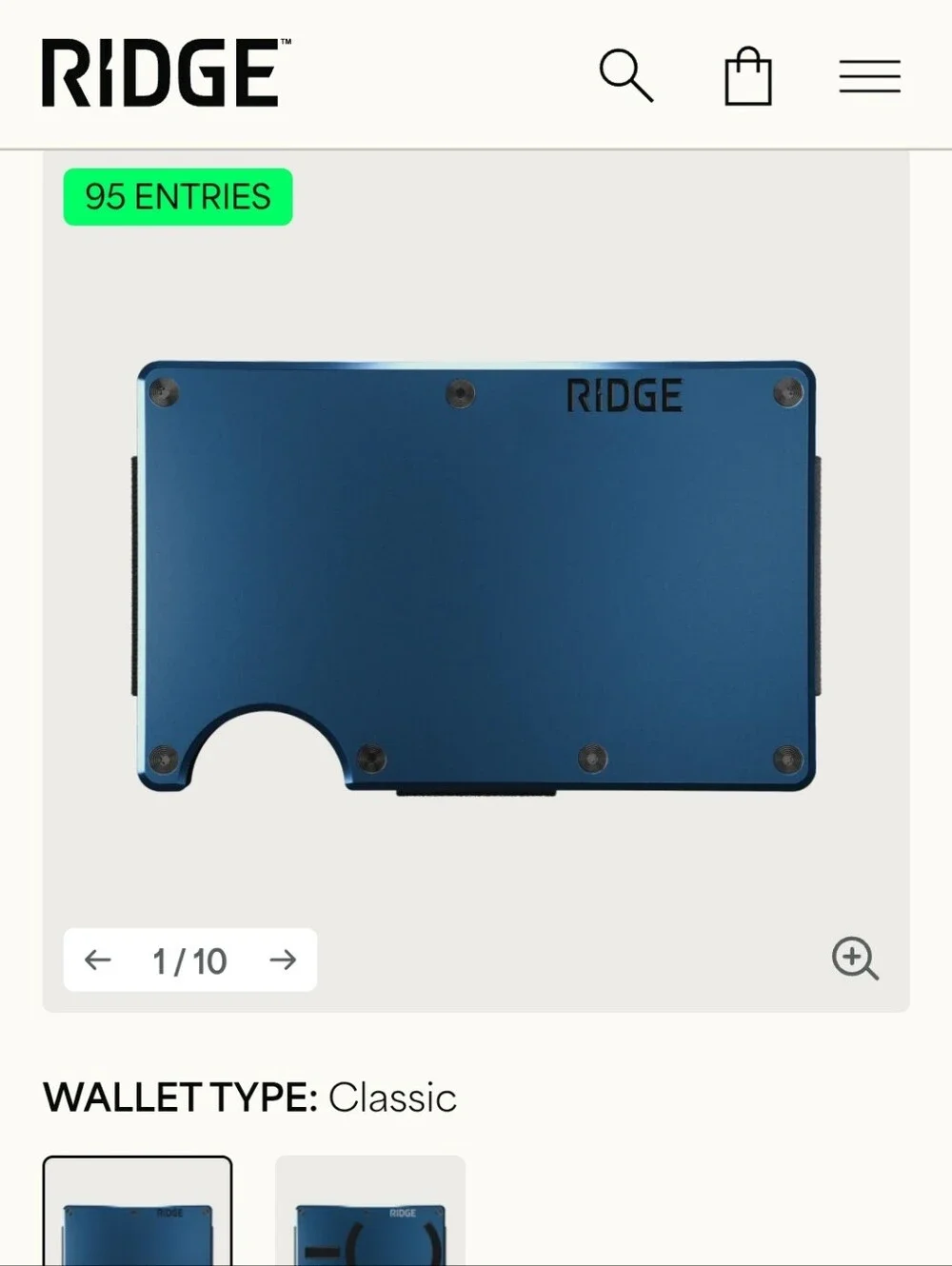 Ridge Aluminum Slim Wallet - Blue Alpine